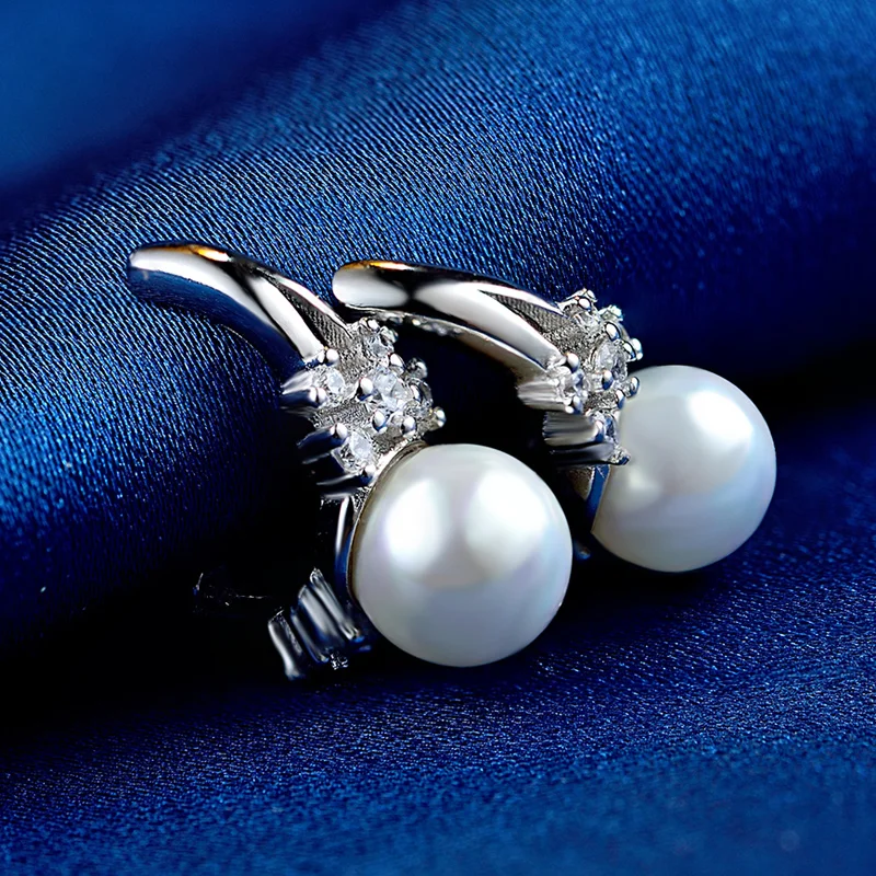 Твердые 100% Стерлинговое серьги из серебра 925 с жемчугом Ювелирные изделия и