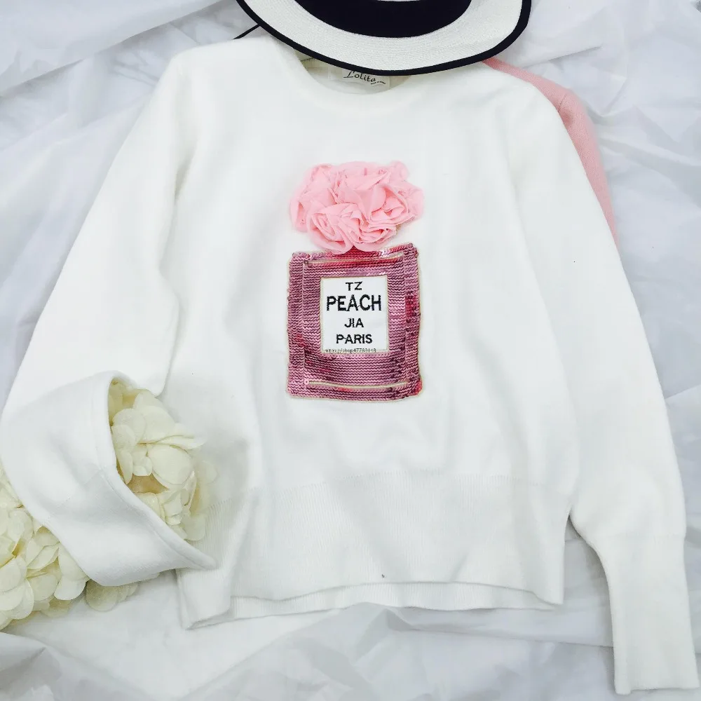 Amolapha Women 3D Floral Bottle Sequined Patterm Knitted Jumper Tops Pretty Knit Sweater Pullovers | Женская одежда