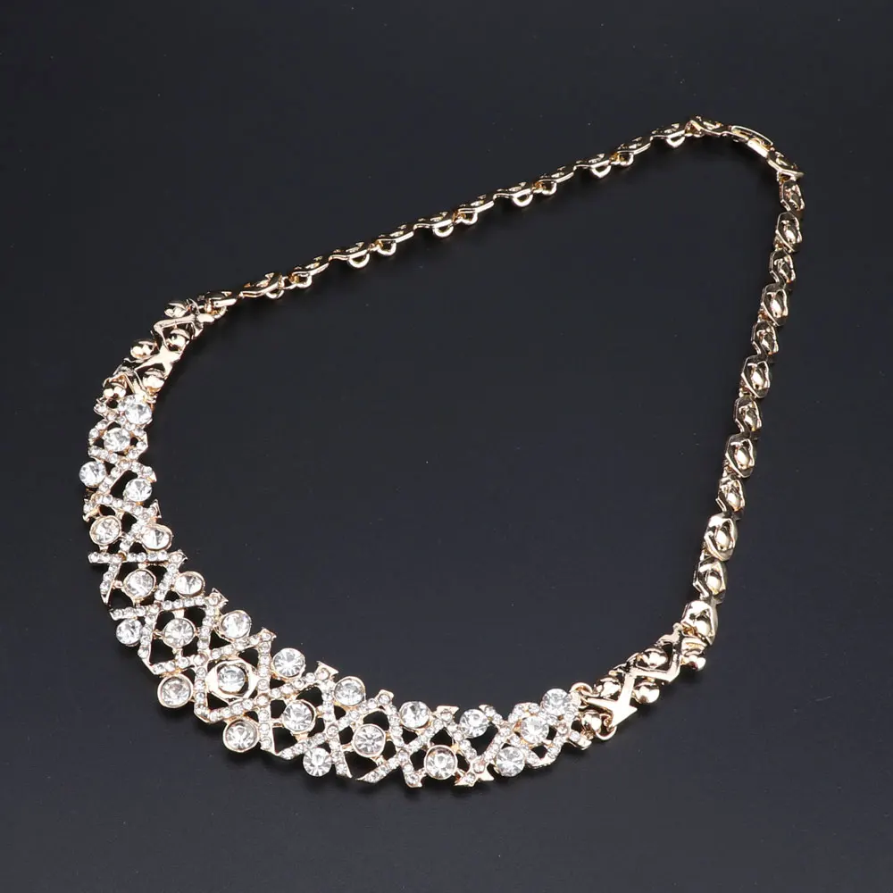 Элегантный свадебный комплект ювелирных изделий хрустальное ожерелье серьги