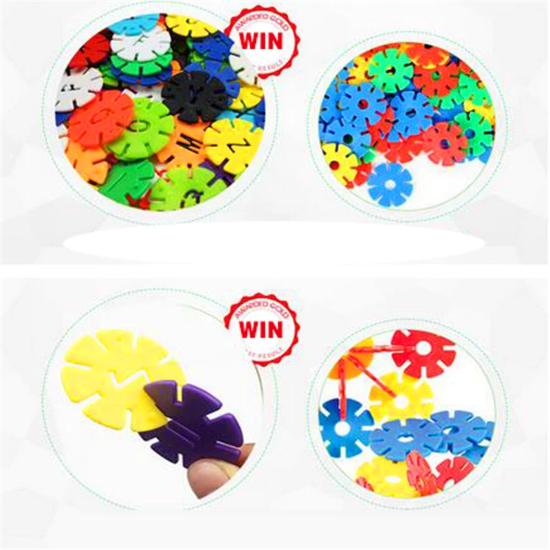 30PCS/LOTS Jigsaw Flake Plastic Developing intelligence Snowflake Building Blocks Building Model Toys For Kids M 3.3*0.2CM