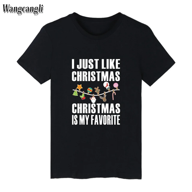 Мне просто нравится Рождество с коротким рукавом мужская футболка крутая