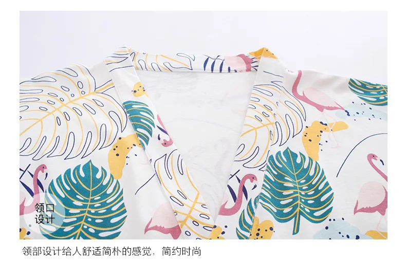 Кимоно для женщин, PyjamasSummer, хлопок, с короткими рукавами, из двух предметов, японский сексуальный пижамный комплект для девочек, открытые рубашки, домашние костюмы, одежда для сна