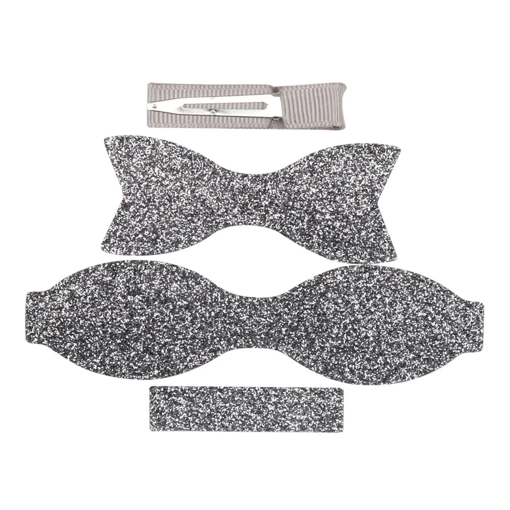 grey IBOWS DIY банты для волос материал набор блестящая кожаная ткань с зажимом ручной работы Детские аксессуары для волос DIY материалы для рукоделия - Цвет: grey