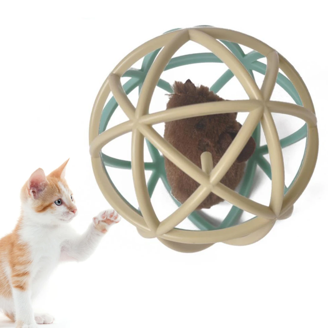 

Cat Ball Toy Lovely Mouse in Cage Funny Interactive Cat Pet Toys Play Chewing Scratch Catch Pet Kitten Cat Squeaky Toy Balls