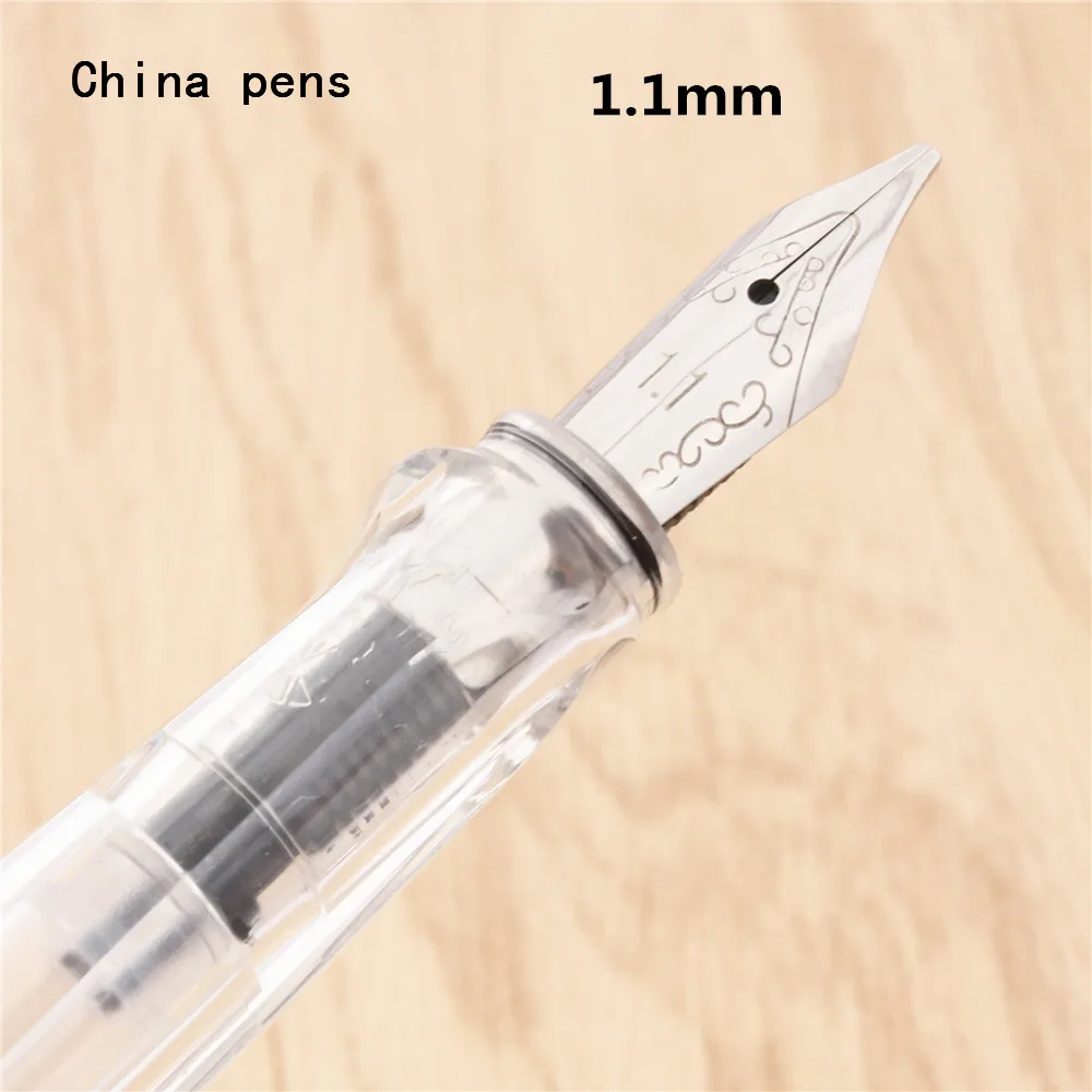 Jinhao 874 прозрачная белая английская каллиграфия Duckbill параллельная художественная ручка цветок тело плоский перо Тибетский арабский авторучка - Color: 1.1mm-pen