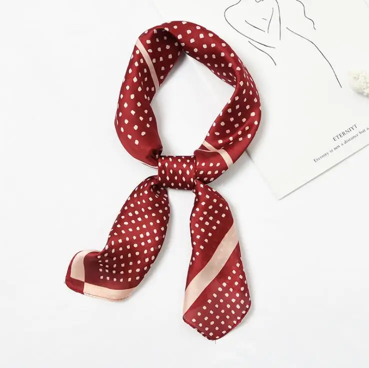 yishine New Arrival 70x70cm Women Elegant Dots Print Multifunctional Square Silky Scarf Stylish Spring Silk Satin Bandana 2019 |