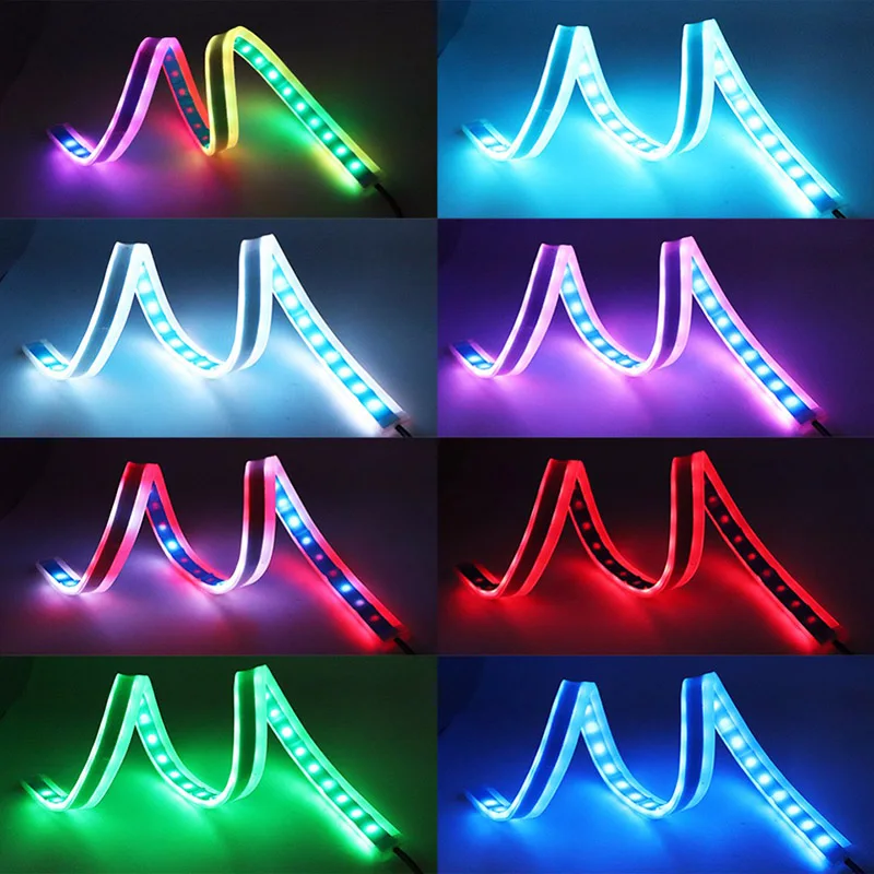 СВЕТОДИОДНЫЙ DRL Дневной светильник RGB светодиодный полосы лампы течет поворотов
