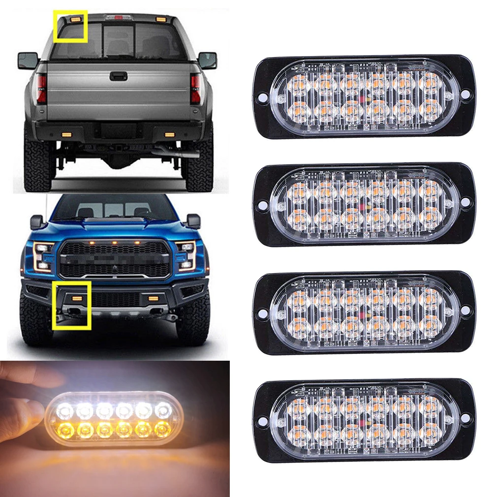 4x 12LED мигающий стробоскоп для восстановления автомобиля аварийный свет гриль