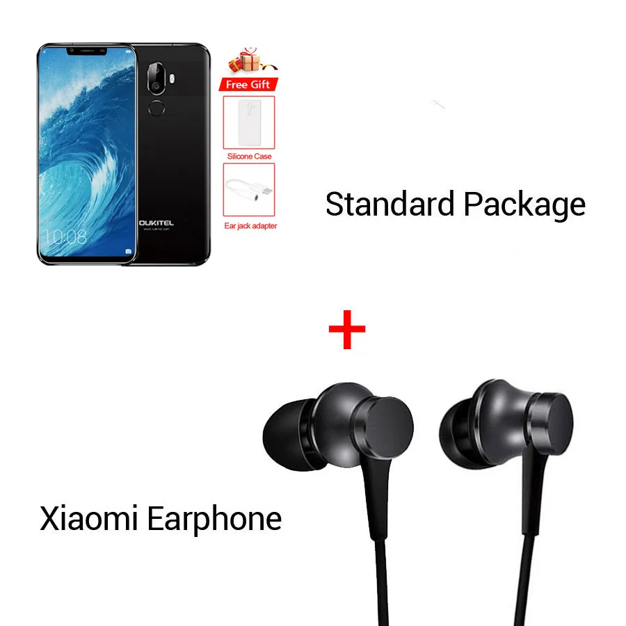 Black N Earphone Oukitel U18 5,8" 21:9 полный Дисплей мобильного телефона Face ID MT6750T Octa Core Android 7,0 4 Гб Оперативная память 64 Гб Встроенная память 4000 мА/ч, 16MP мобильного телефона - Цвет: Black N Earphone