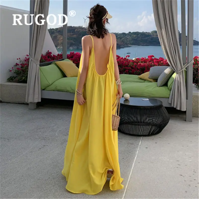 Женское платье на бретельках RUGOD летнее облегающее Свободное с открытой спиной и
