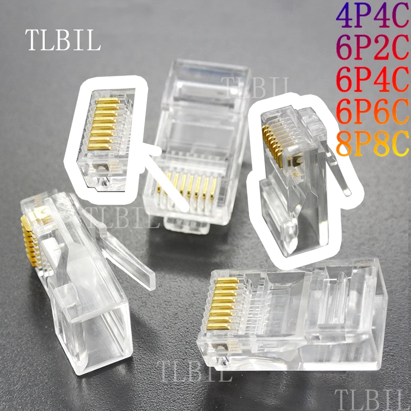 1000 шт. 4P4C 6P2C 6P4C 6P6C 8P8C телефон Интернет модульный разъем Jack RJ9 RJ11 RJ45