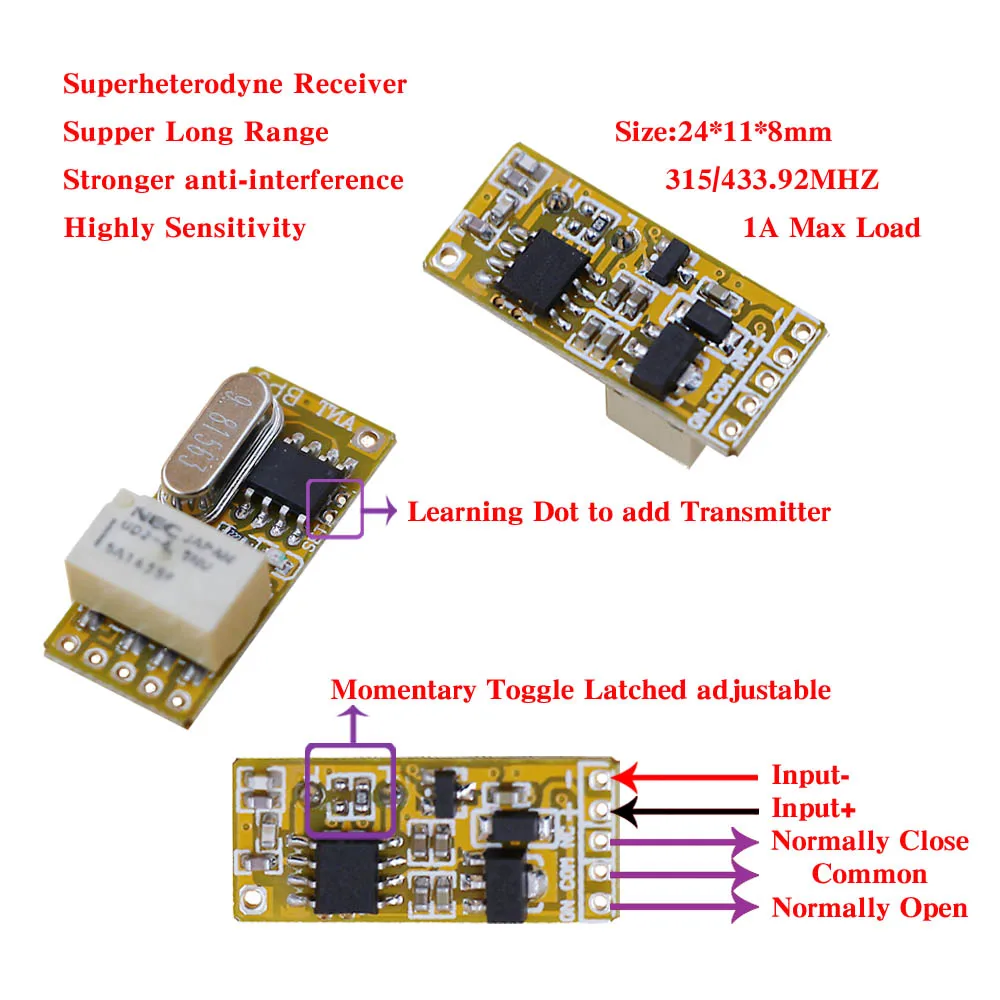 Беспроводной мини-светильник с дистанционным управлением 3-12 в пост. Тока 315/433 МГц