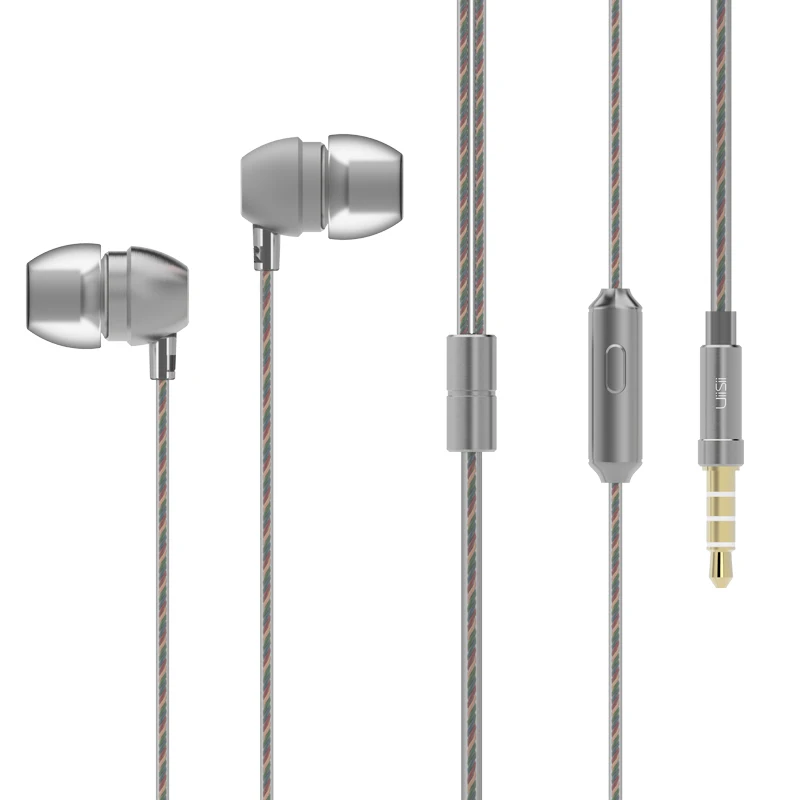 Серый UiiSii супер духи стерео наушники HiFi динамические наушники с микрофоном Стильные Металлические 3,5 мм разъем универсальный для сотового телефона плеер - Цвет: Серый