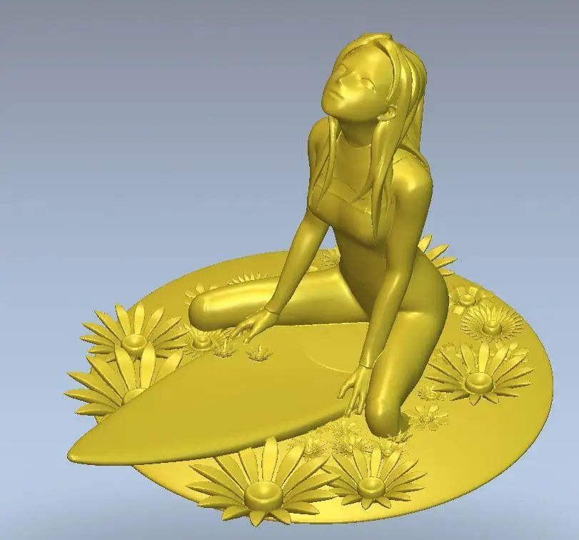 

3d model relief for cnc or 3D printers in STL file format Girl on a lily