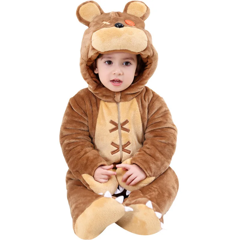 Cute Cartoon 3D Animal Bear Newbore Romper Snow WearBaby Rompers Winter Snow Wear Thick Cotton Baby Boy Girls Clothing Cartoon