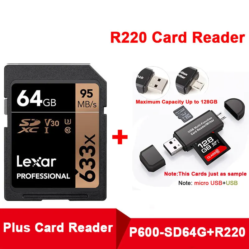 Lexar SD карты 32 ГБ, 64 ГБ и 128 ГБ 256 GB карты памяти 95 м/с 633X Class10 U1 U3 SDHC SDXC 3D 4 K видео Камера карты дропшиппинг - Емкость: 633X-SD-64 Plus R220