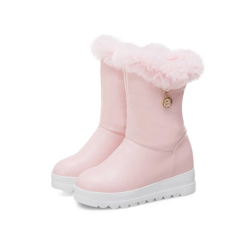 

NIKOVE 2019 Snow Boots Fashion Women Boots Pu Leather Women Ankle Boots Winter Keep Warm Fur Black Women Shoes Size 34-43