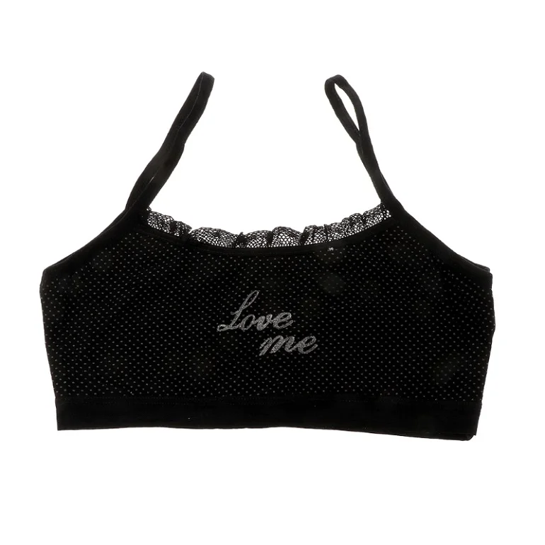 new Young Girls Cotton Camisoles Girl Underwear Printing Lace vest Top For Teens Training camisole - Цвет: 1