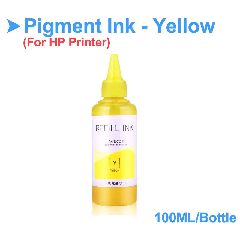 Yellow-100ml 400 мл универсальные пигментные чернила бутылка для hp 21XL 22XL 123 364 655 670 685 950 951 952 953 954 955 970 971 711 принтер чернила для hp - Цвет: Yellow-100ml