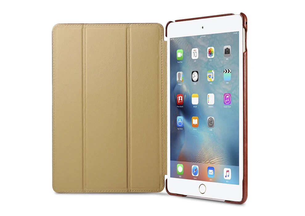ICARER Чехол для iPad mini 4 Винтажный чехол из натуральной кожи с откидной крышкой, смарт-чехол, для iPad mini 4, чехол-подставка для автоматического пробуждения/сна