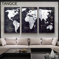 abstract creative world map painting tableaux big poster print nordic black n white wall art for living room aisle cuadros salon