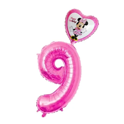 pink 9 2 шт. 32 дюйма розовый и голубой номер 0-9 Фольга надувные шары Mickey воздушный шар "Минни" 1 2 3 4 5 6 7 8 9 лет для детей от День рождения украшения - Цвет: pink 9