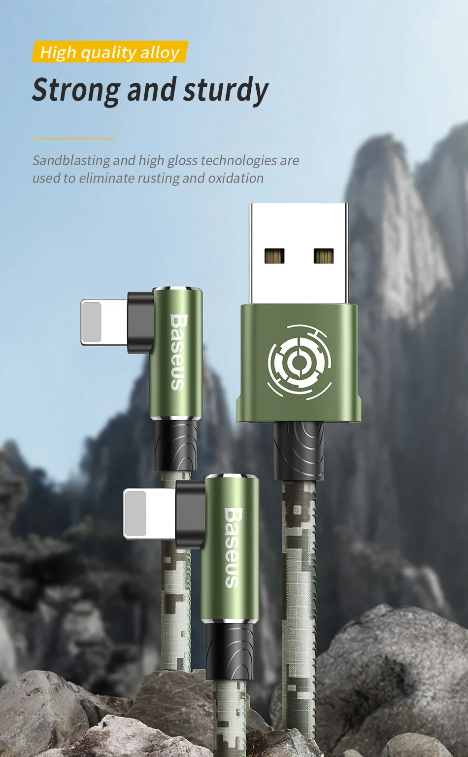 Baseus военный камуфляж зеленый 90 градусов USB кабель для iPhone 5 6 6 S 7 8 Быстрая зарядка кабель для iPad USB зарядное устройство Дата-кабель