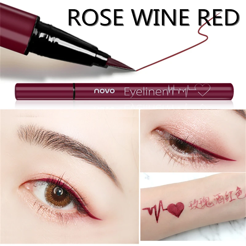 01 wine red NOVO 6 Цвет жидкая подводка Карандаш для макияжа глаз длительный Водонепроницаемый Цвет ful Eye Liner Pen Косметика - Цвет: 01 wine red