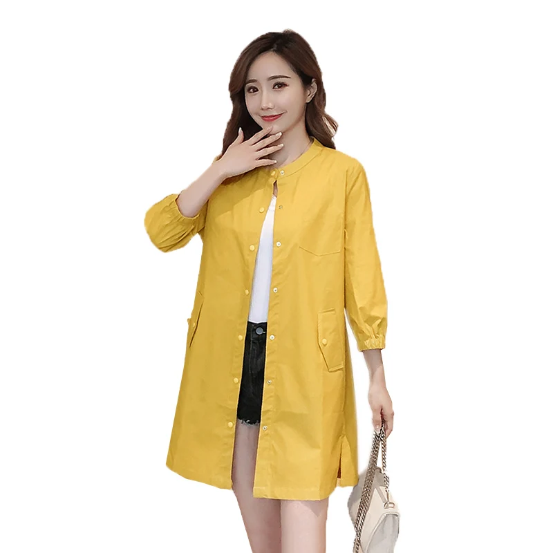 Женская ветровка свободная тонкая верхняя одежда средней длины в Корейском