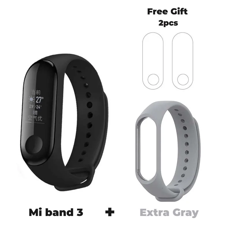 Mi band 3 add Gray Новинка, Xiaomi mi смарт-браслет 3, 0,78 дюймов, OLED, мгновенное сообщение, Идентификатор вызывающего абонента, погода, Forecate mi Band 3 - Цвет: Mi band 3 add Gray