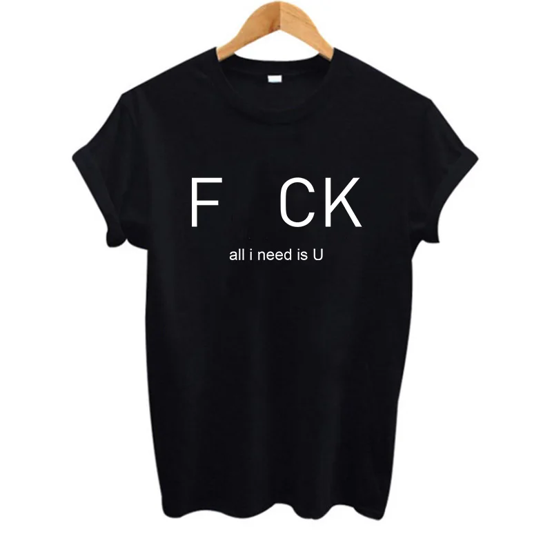 Женская хлопчатобумажная рубашка с принтом fck all nee is u модная Повседневная