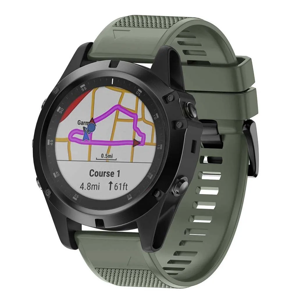 army green Ремешок для часов мягкий силиконовый ремень сменный ремешок для Garmin Fenix 5X Plus Smartwatch QJY99 - Цвет: army green