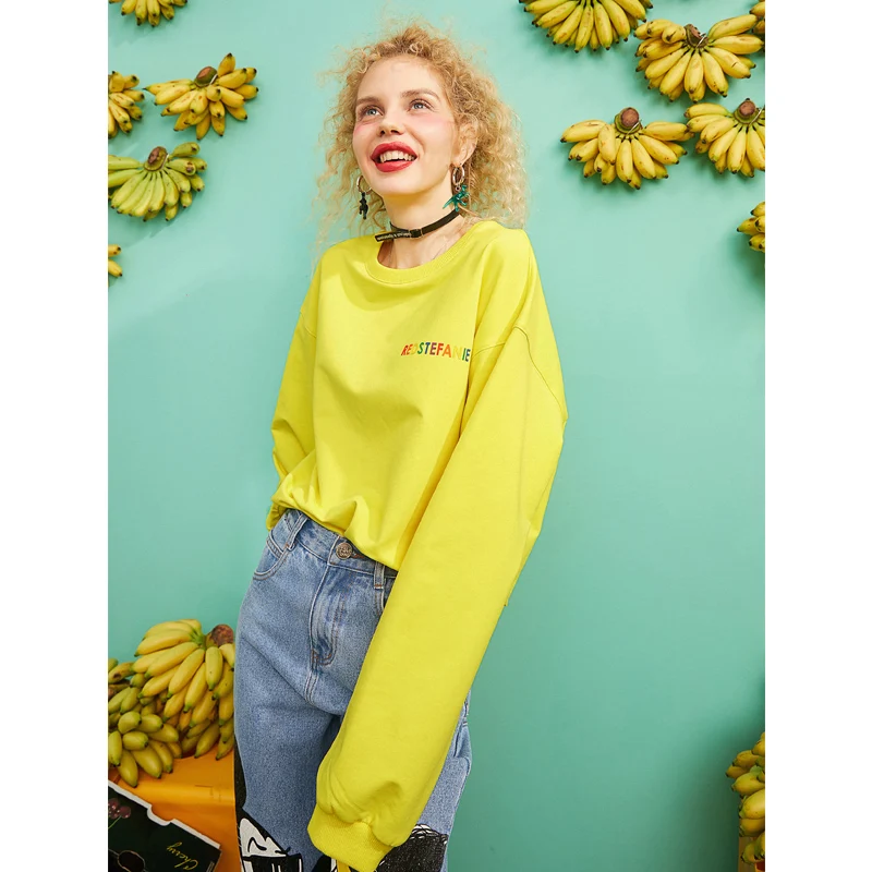 Женские свитшоты ELFSACK повседневные Хлопковые женские с длинным рукавом и круглым