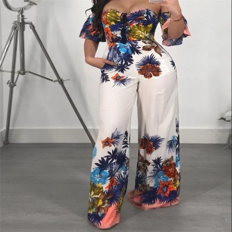 As photo show Женский Летний комбинезон с v-образным вырезом, новинка, Женский клубный костюм с цветочным принтом, повседневный комбинезон и комбинезон с открытой спиной - Цвет: As photo show