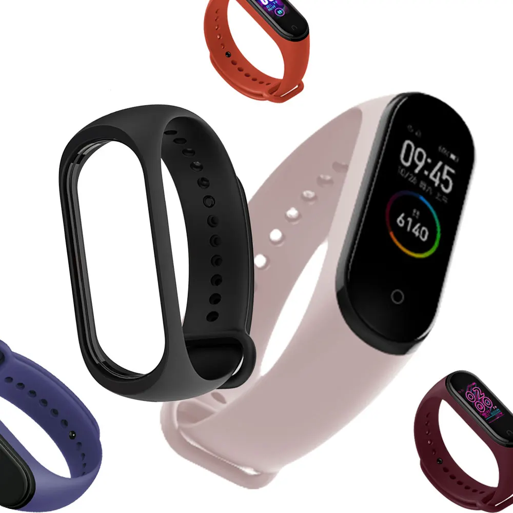 Original Xiaomi Mi Band 4 Strap Silicone Wristband Bracelet Xiaomi Band 4 3 Mi band4 Miband4 Pink Wrist Straps Xiomi Mi Band 4