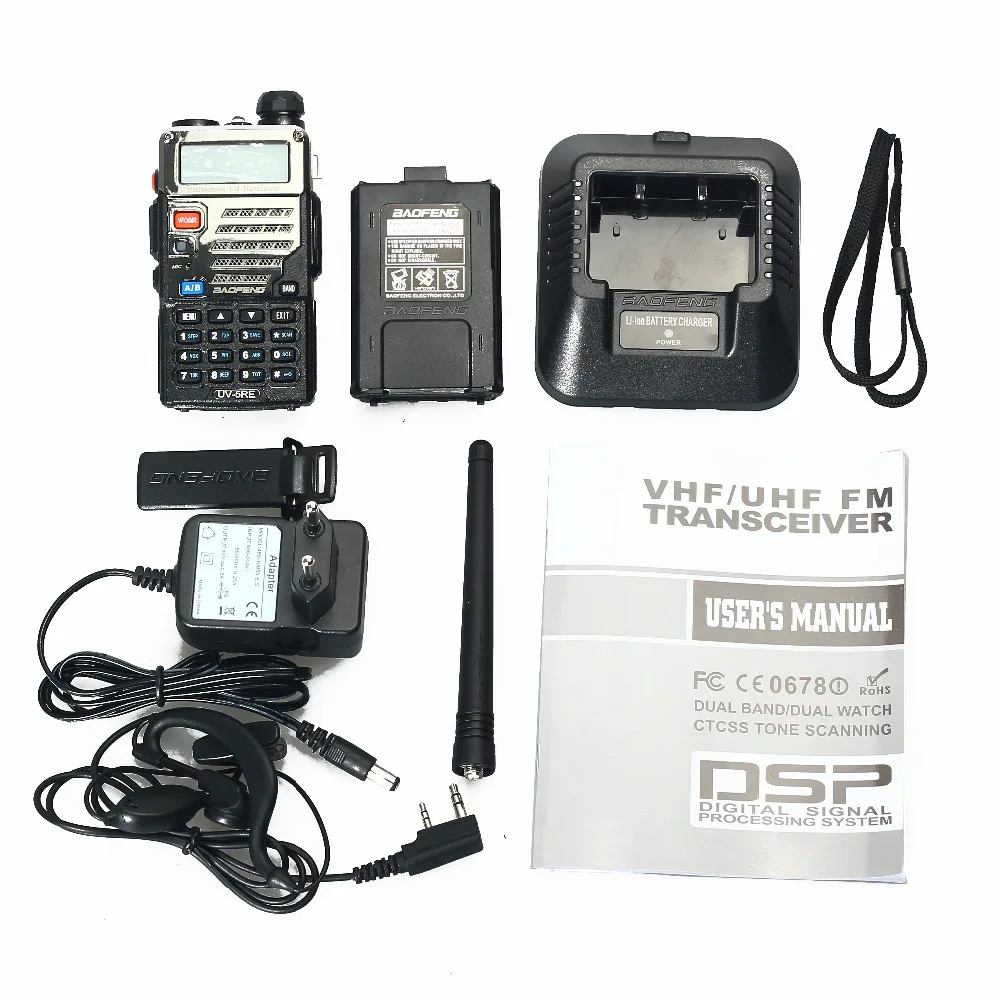 Baofeng УФ-5RE Рация УФ 5RE 5 Вт 128CH УВЧ УКВ ЧМ VOX Двойной Дисплей comunicador Dual Band