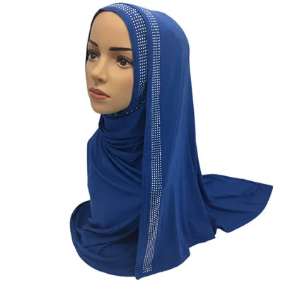 royal blue Мусульманский Хиджаб Джерси-шарф женские головные комбинезоны Femmes тюрбан хиджабы мусульманская вуаль стрейч-бандана мода большой размер хит - Цвет: royal blue