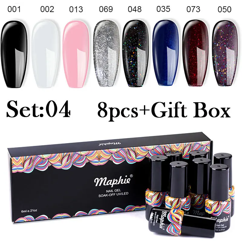 set 04 Maphie 8 шт./лот волшебный гель кошачий глаз набор с подарочной коробкой Блеск УФ лак для ногтей изменение температуры Цвет гель комплект - Цвет: set 04