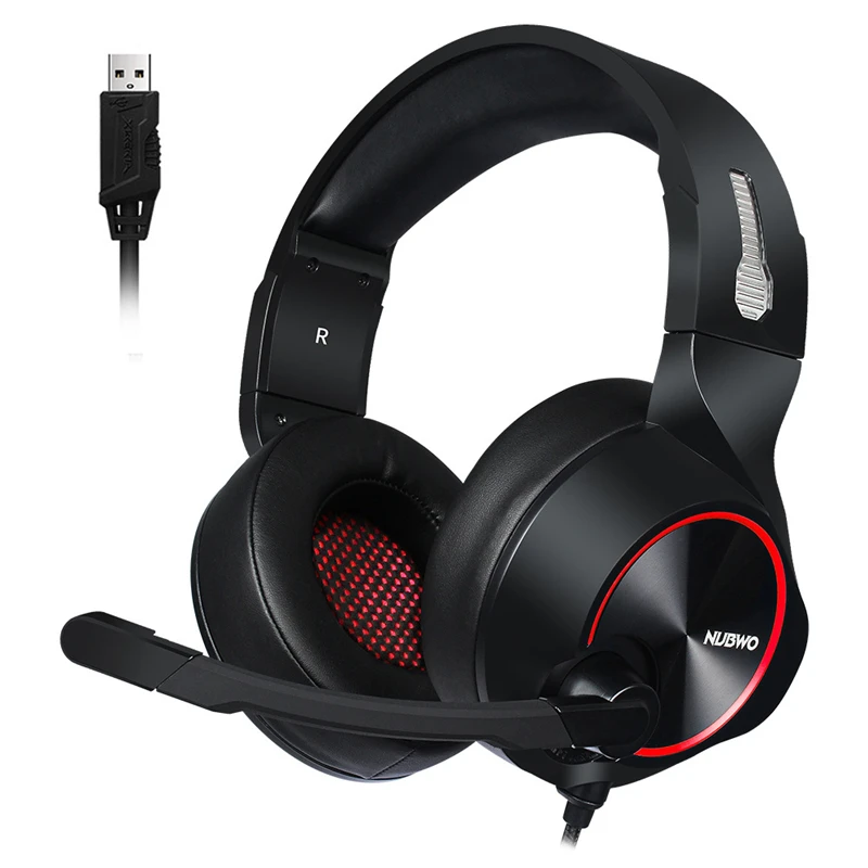 NUBWO N11 PC Gamer игровая гарнитура Casque 7,1 канальный звук проводные USB наушники с микрофоном Регулятор громкости светодиодный Компьютерная гарнитура - Цвет: USB jack