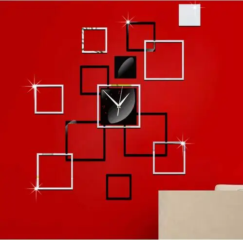 3d зеркало Моды Настенные часы номер серебро акриловые настенные наклейки саат