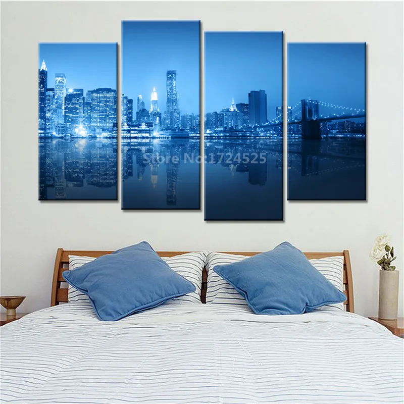 CLSTROSE 4 панели пляжная лодка праздничный настенный художественный Рисунок