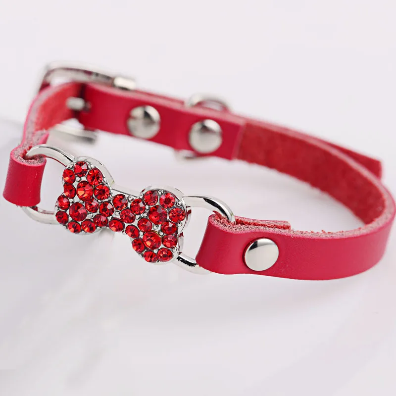 Ошейник для собак и кошек из яловой кожи ожерелье с кристаллами стразы пряжка