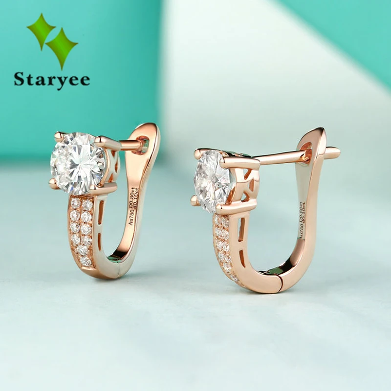 Женские серьги Клипсы из розового золота с муассанитом 18 К 0 5 карат|clip earrings|earrings