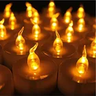 Упаковка из 12 оранжевых беспламенных свечей, оптовая продажа, электрическая свеча, желтые мерцающие свечи на батарее, свечи на день рождения