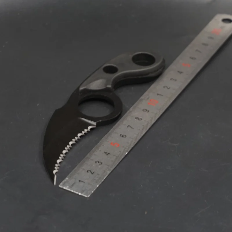 Черный Нож Karambit с фиксированным лезвием, нож-коготь для выживания, 440C, стальной нож для кемпинга, охоты, боевых тактических ножей, инструменты для самозащиты - Цвет: Черный