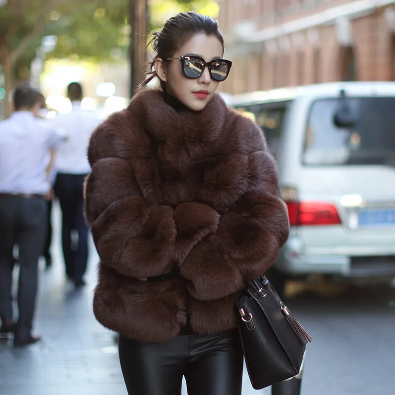 S-3XL fashion Winter New fashion brand Fake fox fur jacket female good quality thicker warm Faux fur coat wj1635 dropship