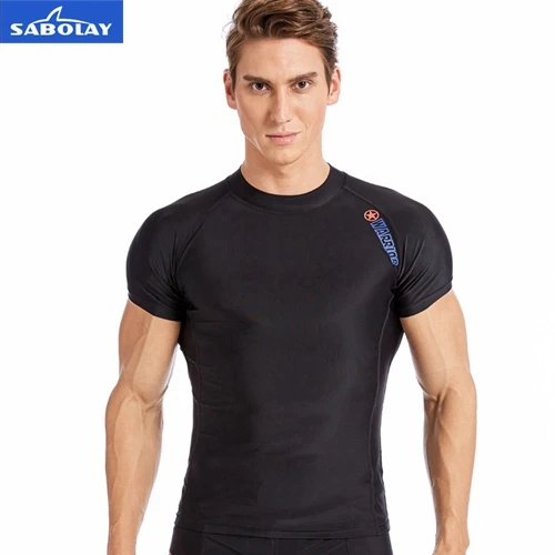 tops T-SHIRT NY321 SABOLAY для мужчин Рашгард лайкра плотная пляжная Рубашка Короткий чемодан Быстросохнущий купальник для серфинга солнцезащитный крем УФ Защита Рашгард Дайвинг костюм - Цвет: tops T-SHIRT NY321