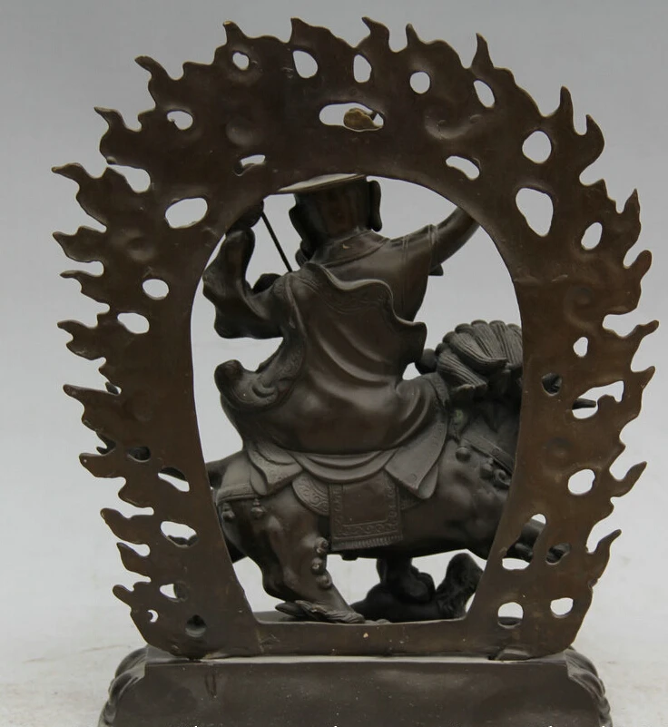 13 &quotТибет Тибетский буддизм Бронзовый бог-защитник Будды езда лев собака статуя