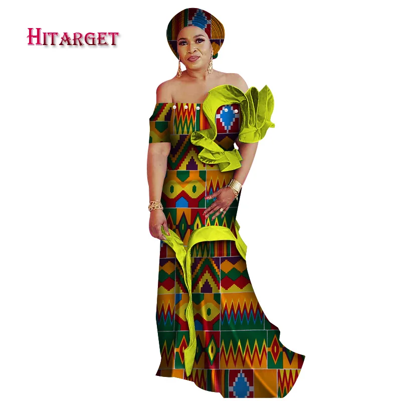Африканские платья Дашики для женщин жилет платье с рукавом лепестком вечерние