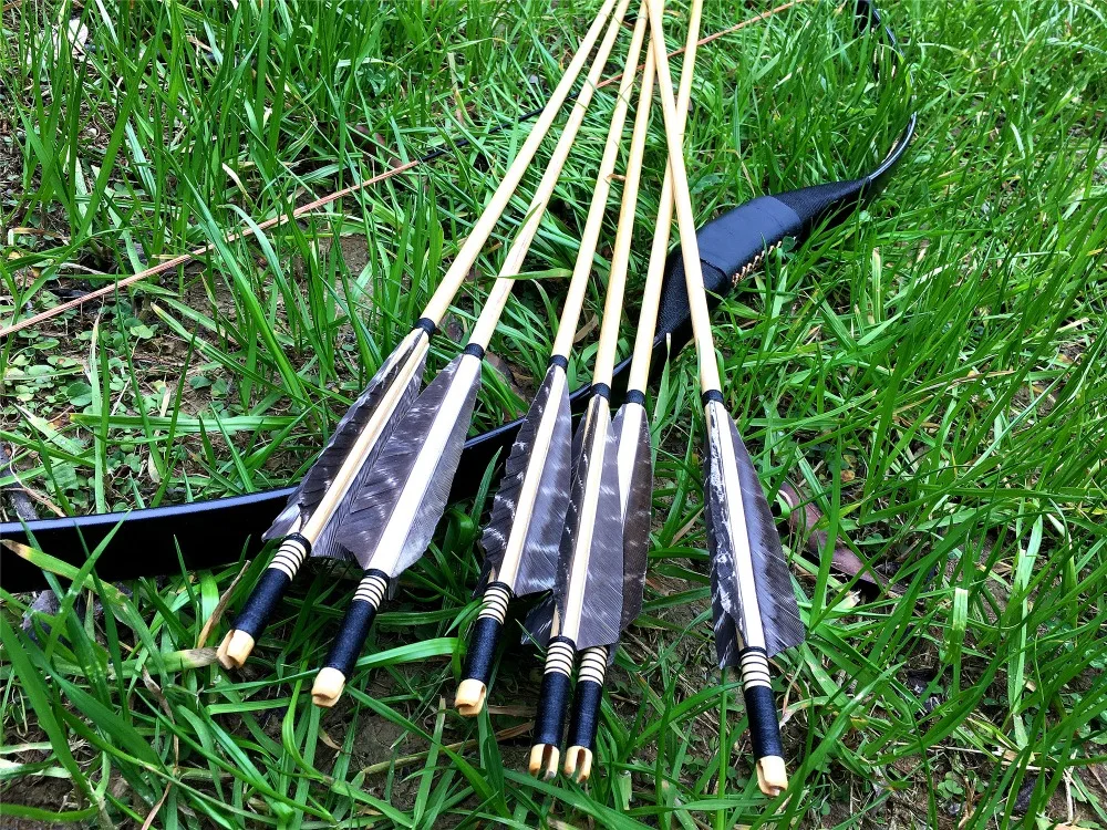 Стрельбы из лука длинный охотничий китайский Рекурсивный 20lb до 60lb + 6 деревянных